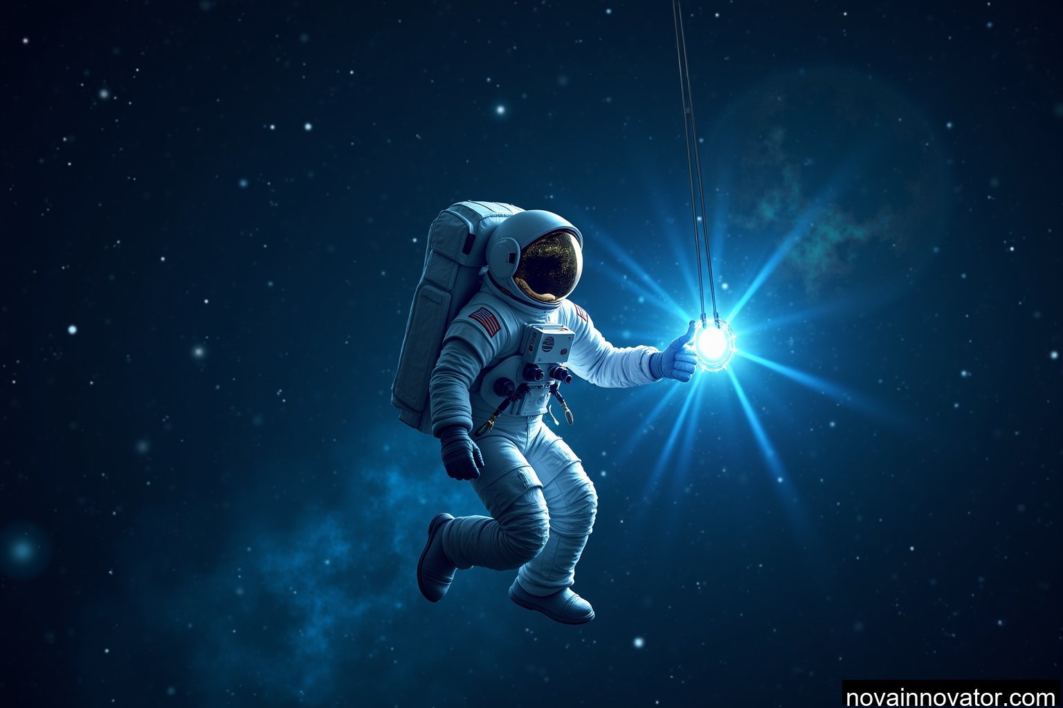 Futuristic space station orbiting Earth